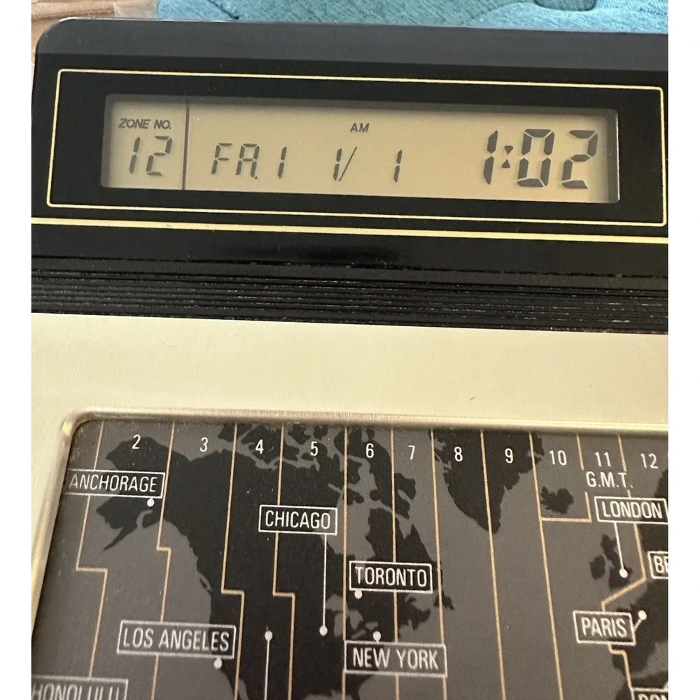 Howard Miller World Touch Alarm Time Clock MCM Model# 1054 Battery Operated WORK